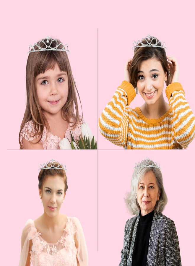 Decofy Birthday Sash & Crown Set | Tiara Crown HairBand For All Age Group Of Girls & Womens (3 Pc Set- With Pin-White) - Image 2